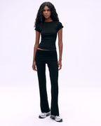 Rib Fold Over Pants - Black