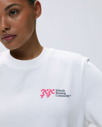 Distance Short Sleeve Oversized T-shirt - White/Hot Pink