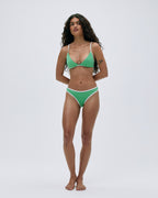 Contrast Triangle Bikini Top - Jade Green/Marshmallow White