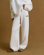 Varsity Knit Straight Leg Sweatpants - Cream/Coffee Bean