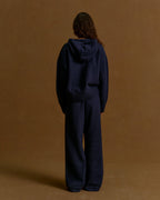 Varsity Knit Straight Leg Sweatpants - Navy Blue/Marshmallow White