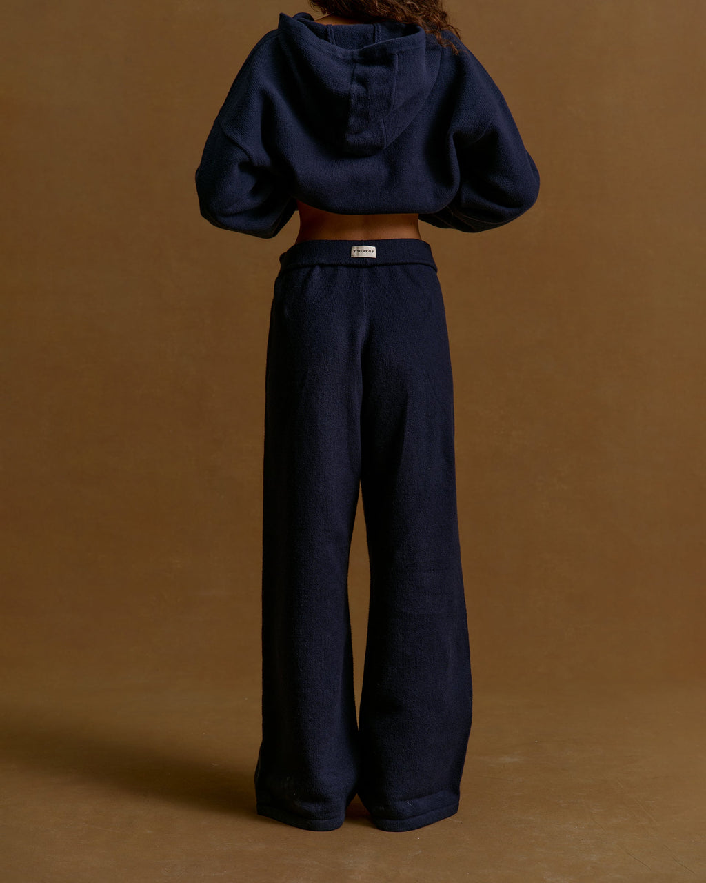 Varsity Knit Straight Leg Sweatpants - Navy Blue/Marshmallow White