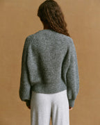 Knit Button Up Cardigan - Dark Grey Melange