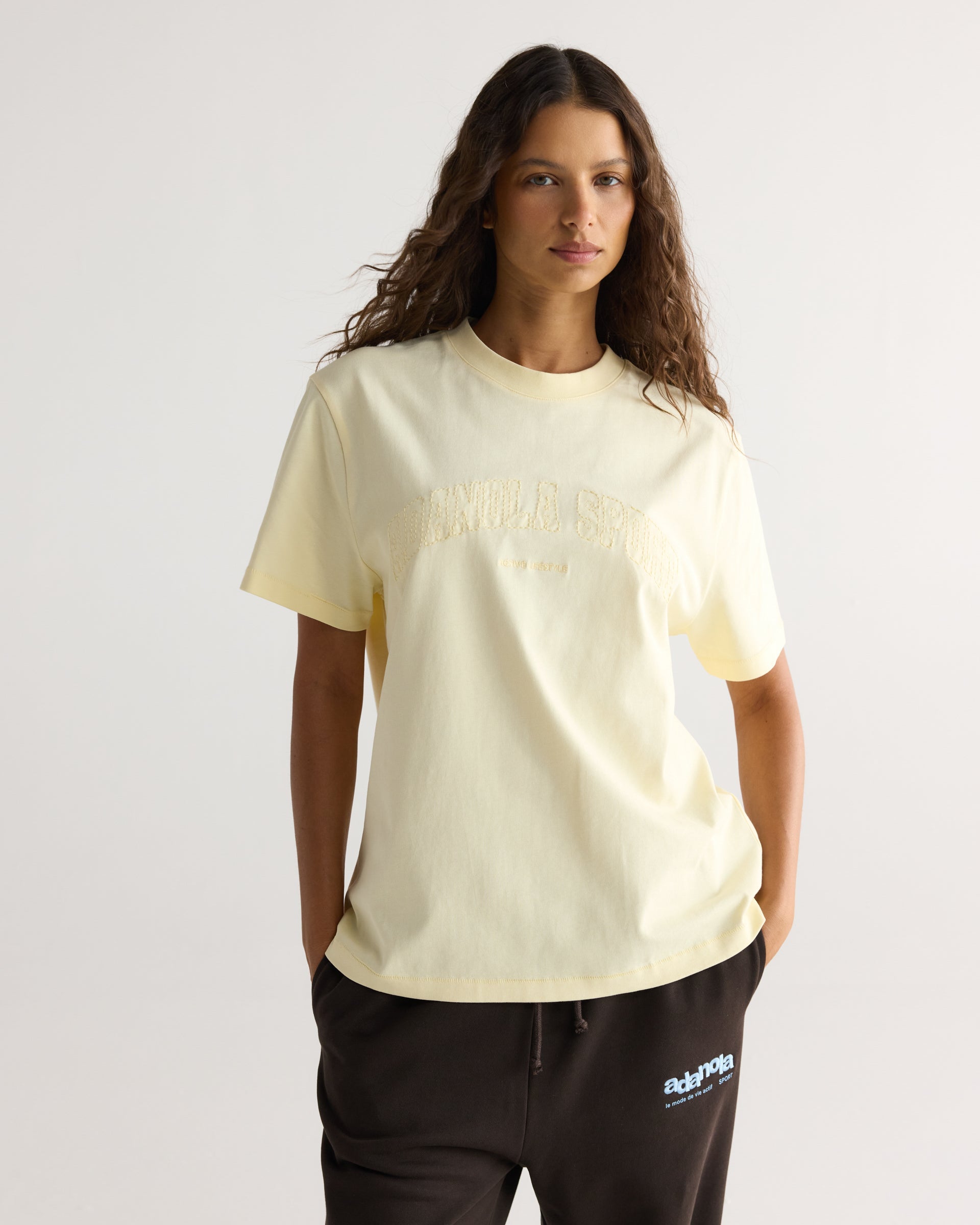AS Stitch Detail Oversized T-shirt - Buttercream