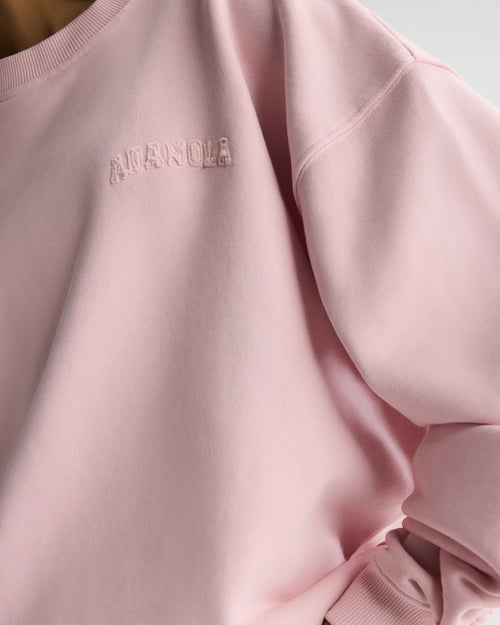 Varsity Applique Washed Oversized Sweatshirt - Soft Pink
