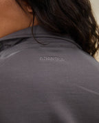 Slouchy Button Up Sweatshirt - Slate Grey