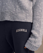 Textured Knit Oversized Sweatshirt - Blue