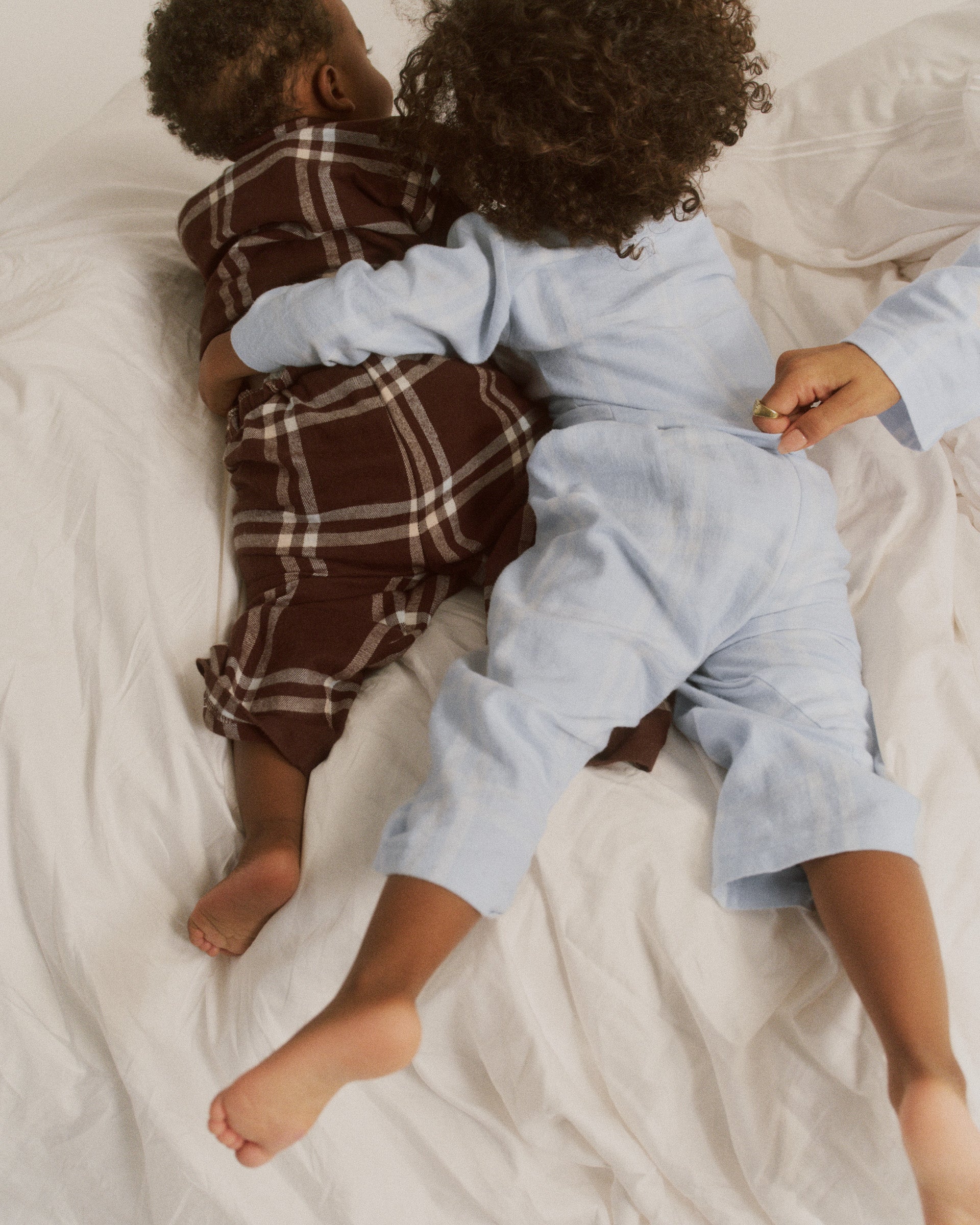 Mini Brushed Checked Pyjamas - Chocolate Brown