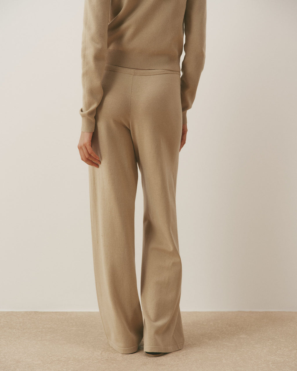 Knit Low Rise Straight Leg Pants - Almond