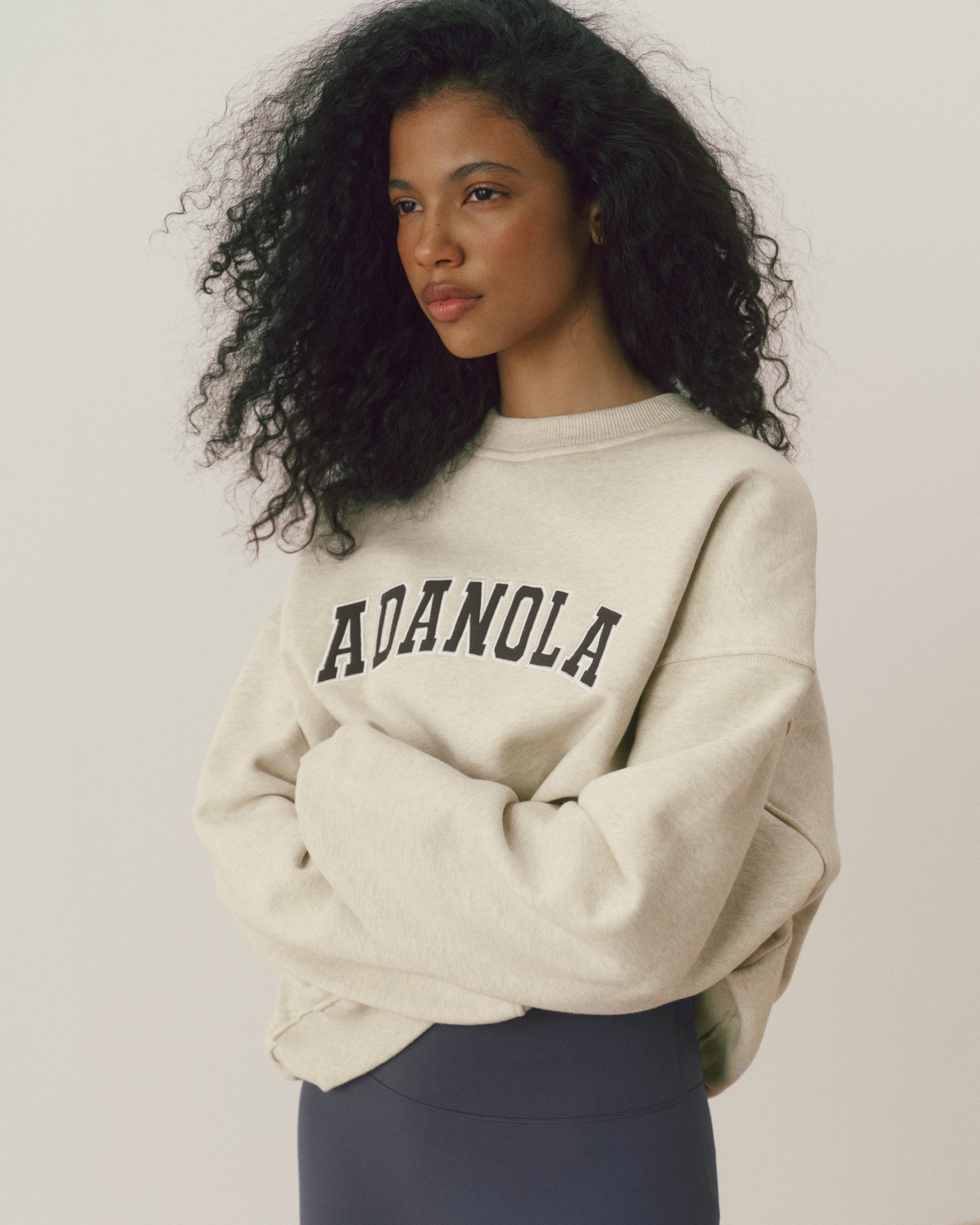 Varsity Oversized Sweatshirt - Oat Melange/Coffee Bean