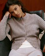 Cable Knit Cardigan - Dark Grey Melange