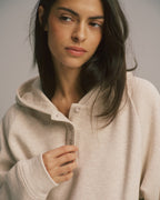 Loopback Henley Hoodie - Oatmeal Melange
