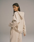 Loopback Henley Hoodie - Oatmeal Melange