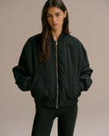 Drop Shoulder Reversible Bomber Jacket - Black/Olive Green