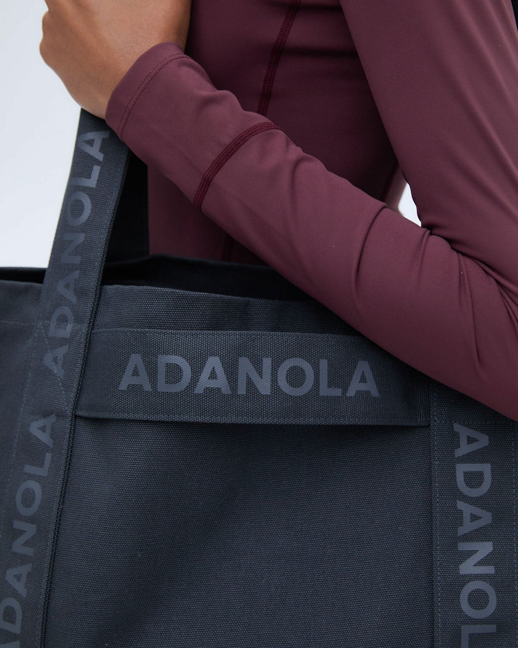 Branded Strap Tote Bag - Graphite Grey